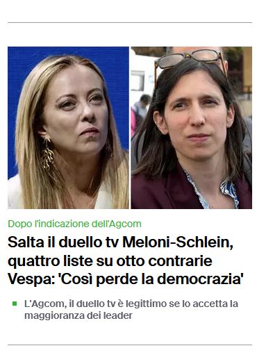 Meloni vs Schlein, la terrible notizia